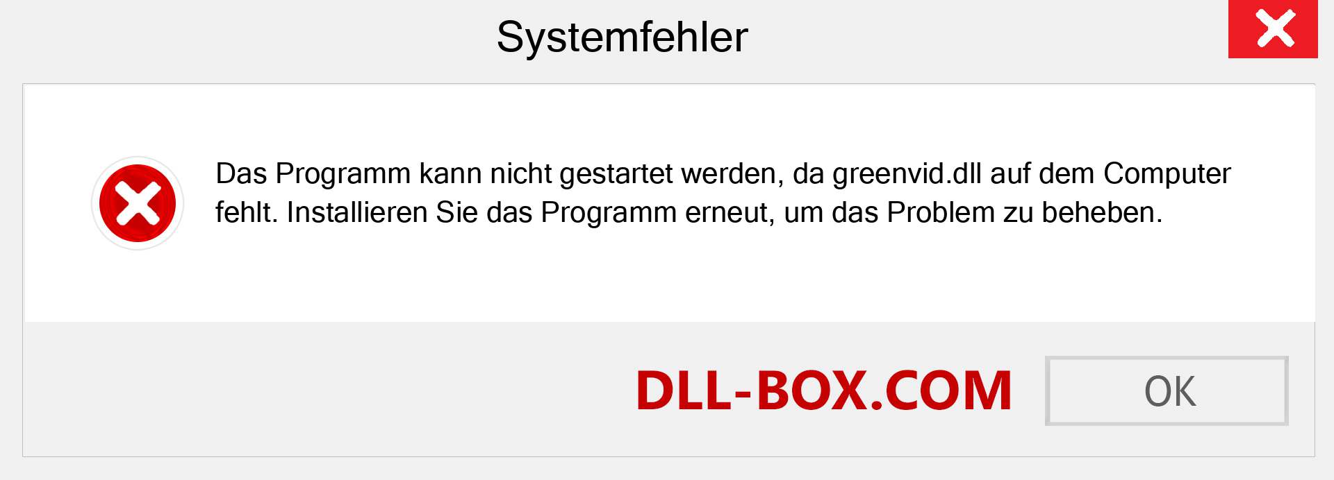 greenvid.dll-Datei fehlt?. Download für Windows 7, 8, 10 - Fix greenvid dll Missing Error unter Windows, Fotos, Bildern